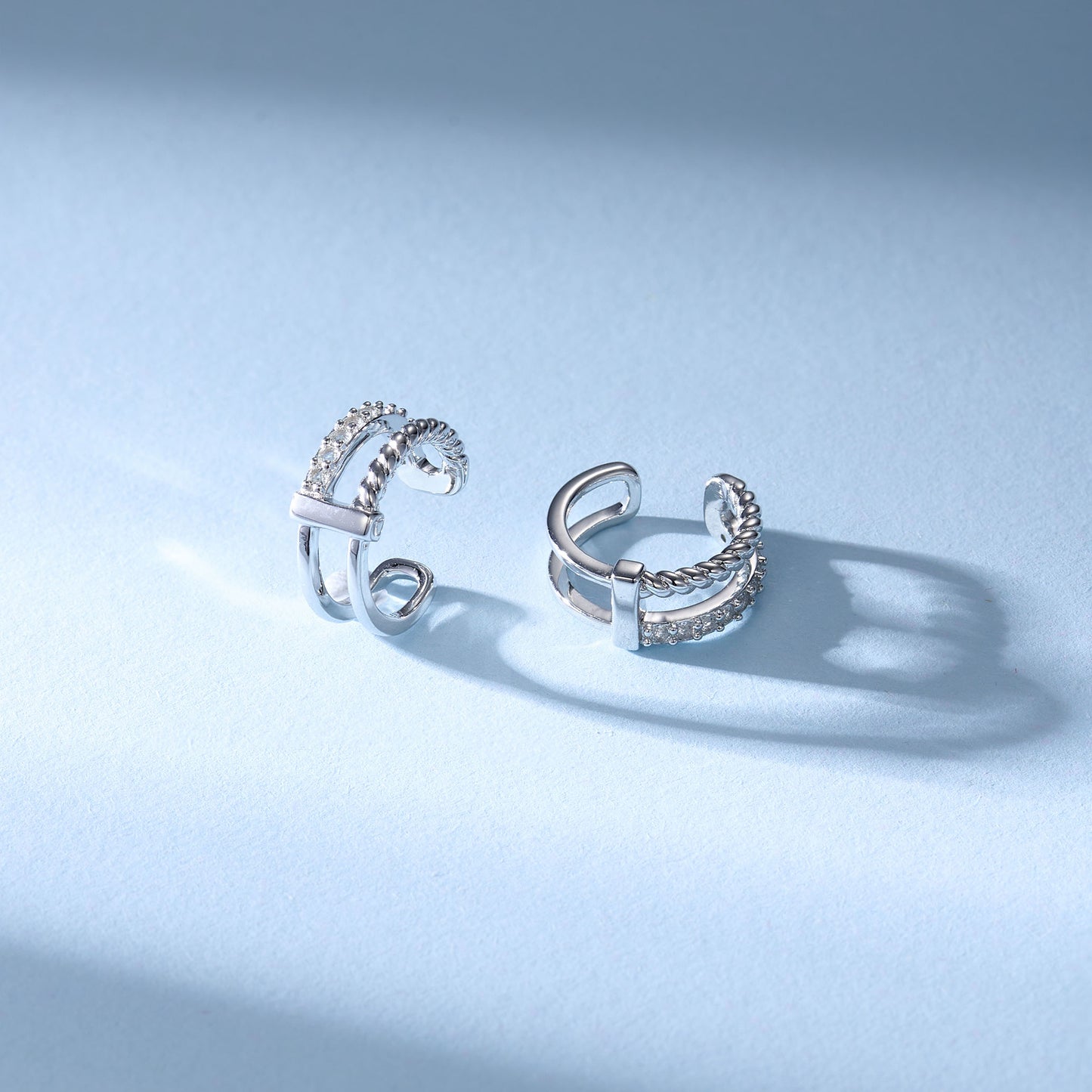 極簡·麻花鑲石耳骨夾