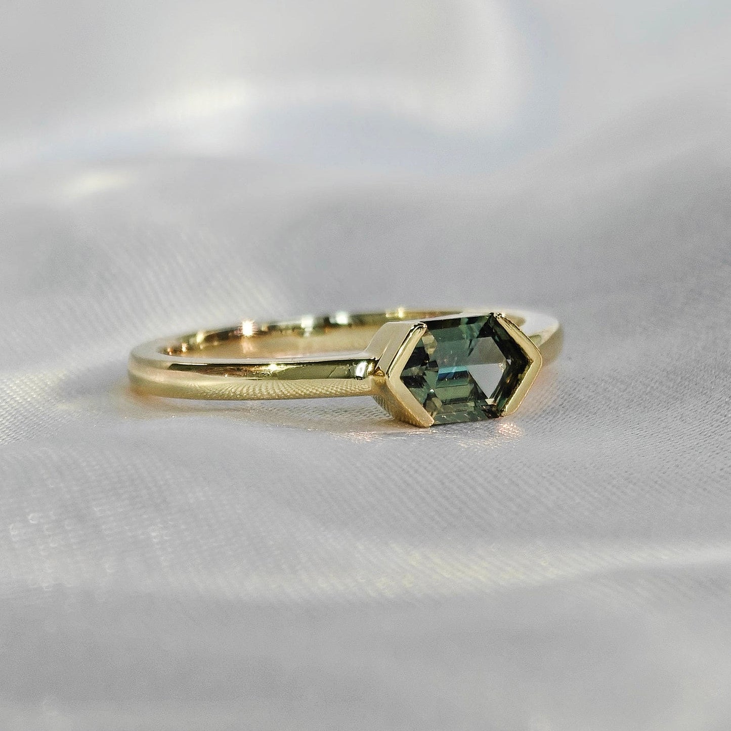 Turquoise Sapphire Polished Ring