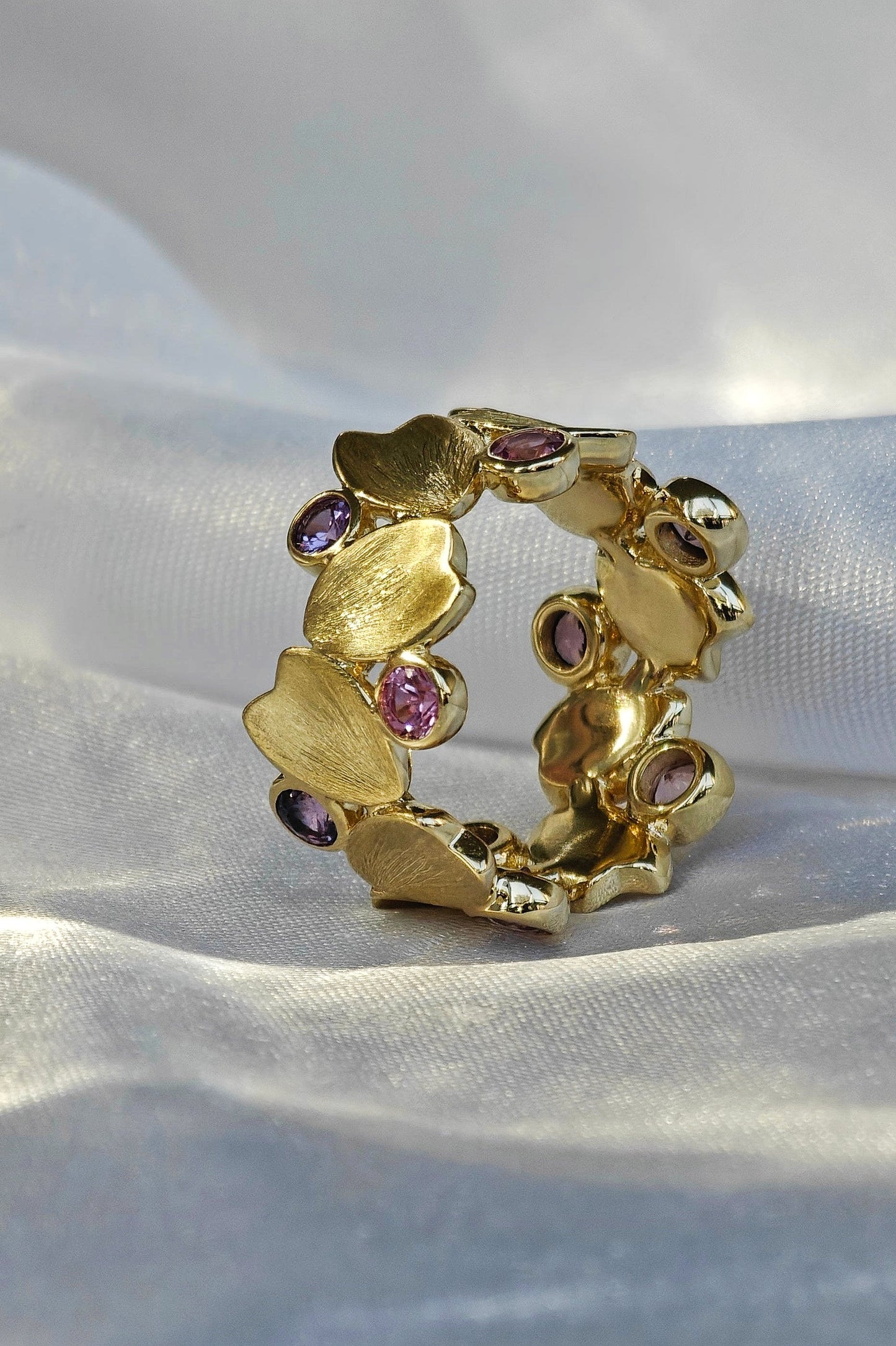 Sakura Sapphire Italian Brushed Finish Ring(Available Now)