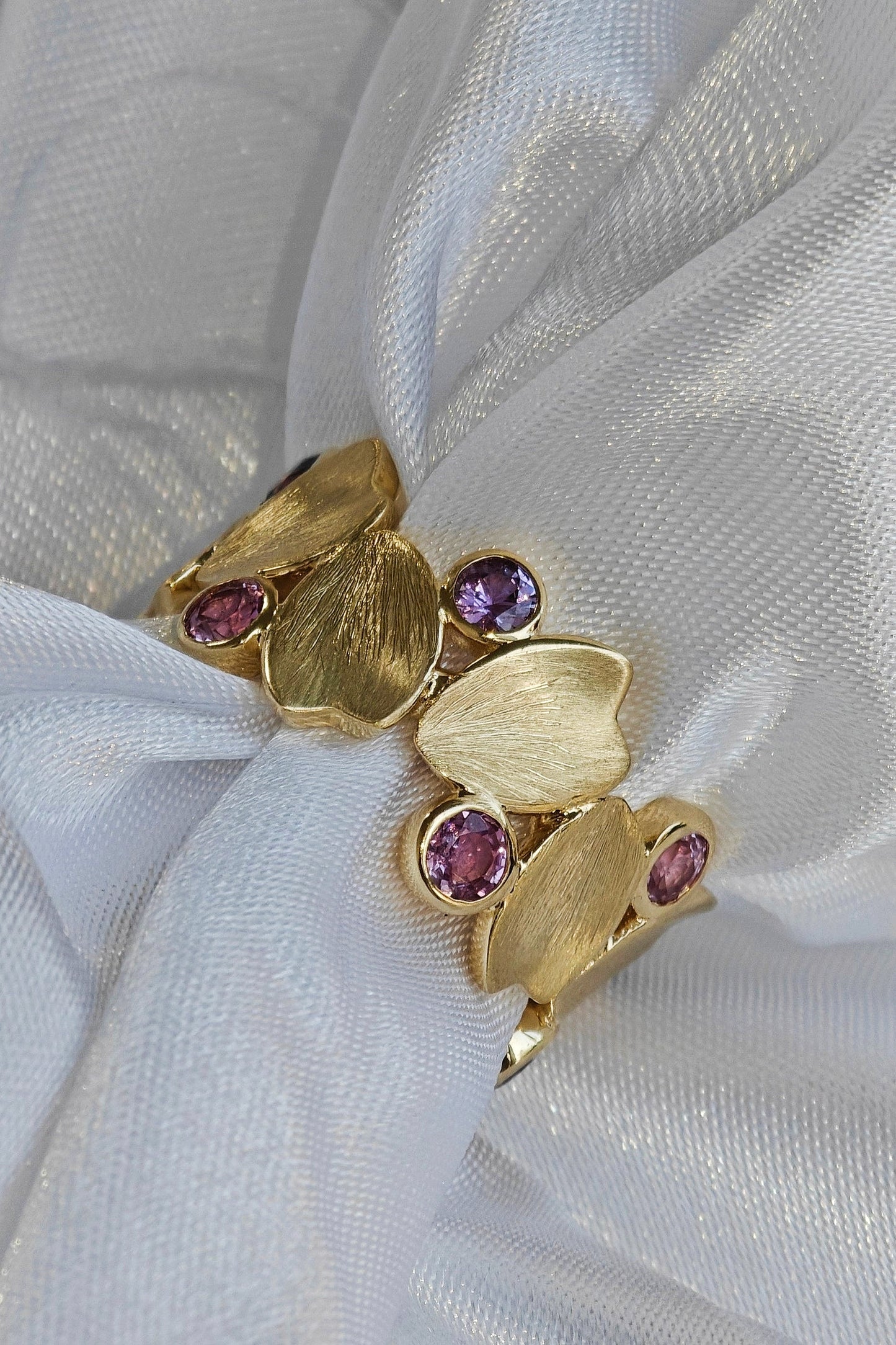 Sakura Sapphire Italian Brushed Finish Ring(Available Now)