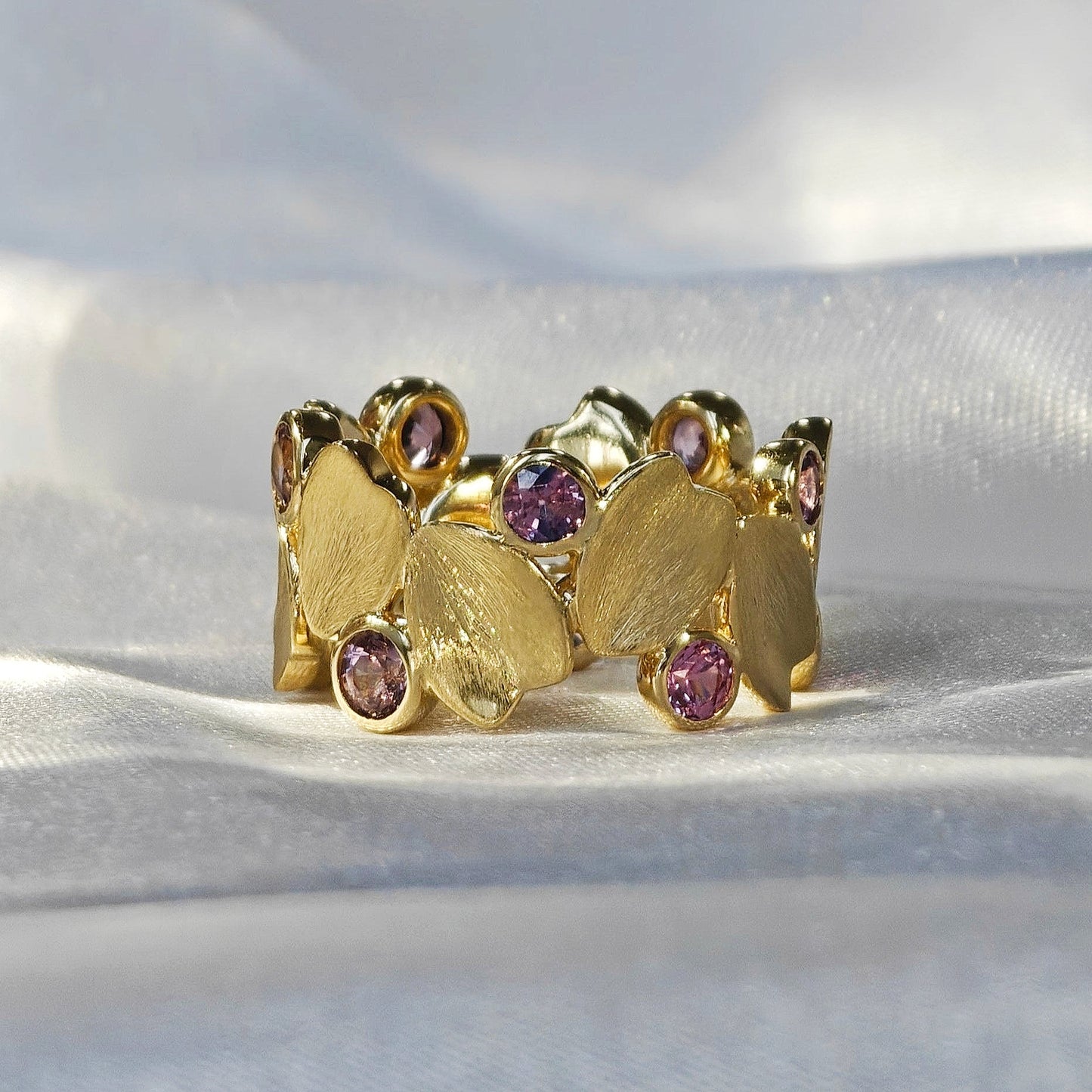 Sakura Sapphire Italian Brushed Finish Ring(Available Now)