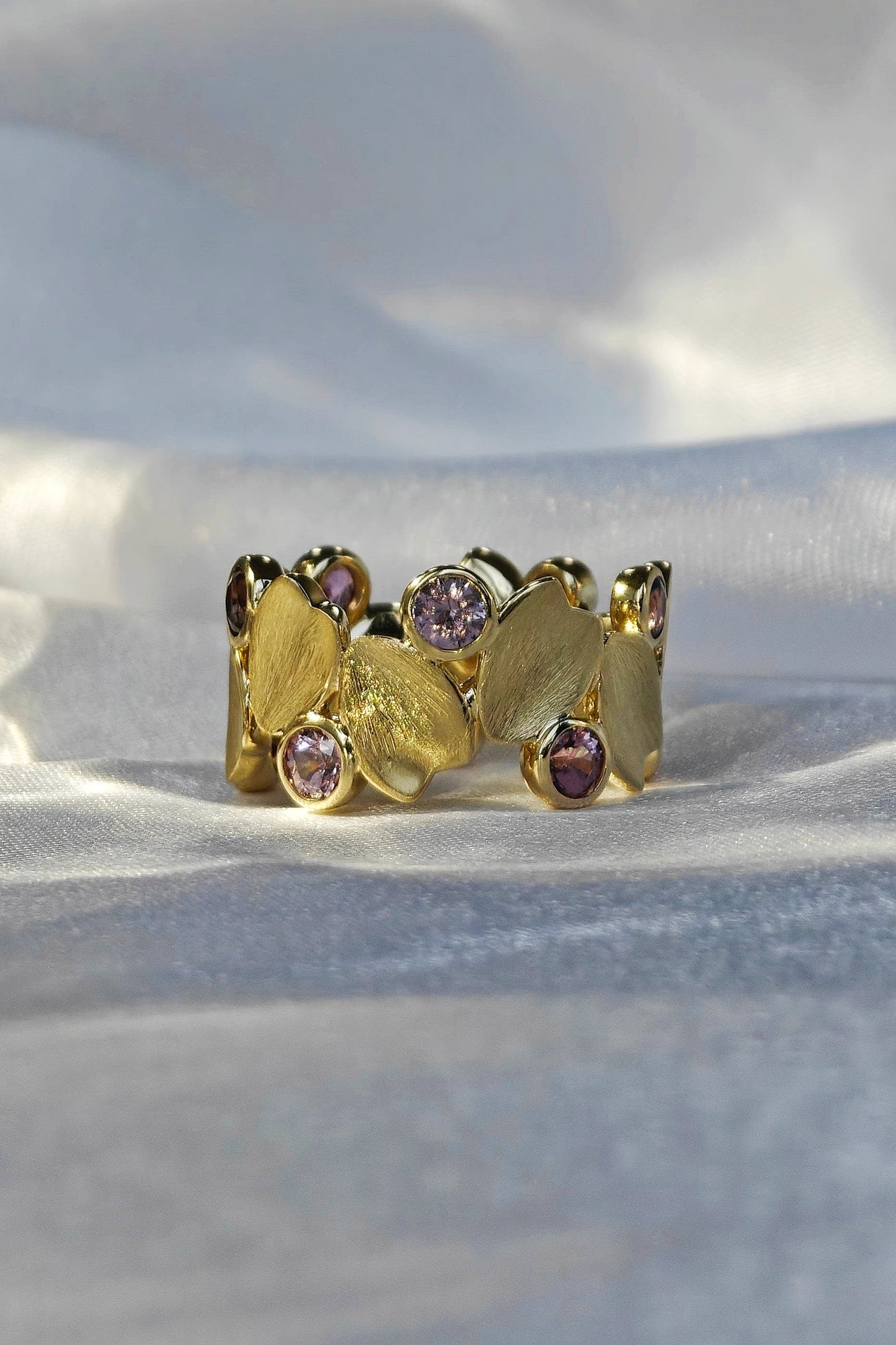 Sakura Sapphire Italian Brushed Finish Ring(Available Now)