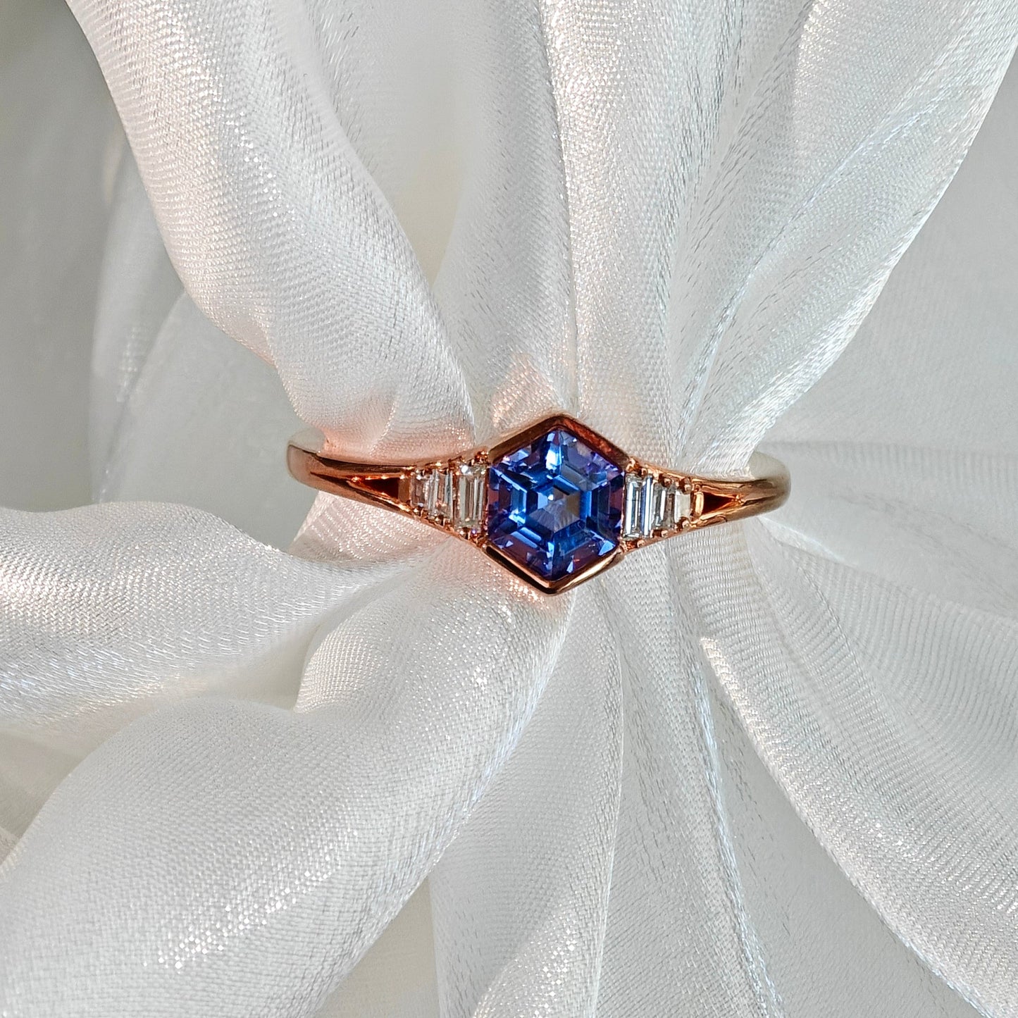 Tanzanite & Diamond Rose Gold Engagement Ring (Bespoke Model)
