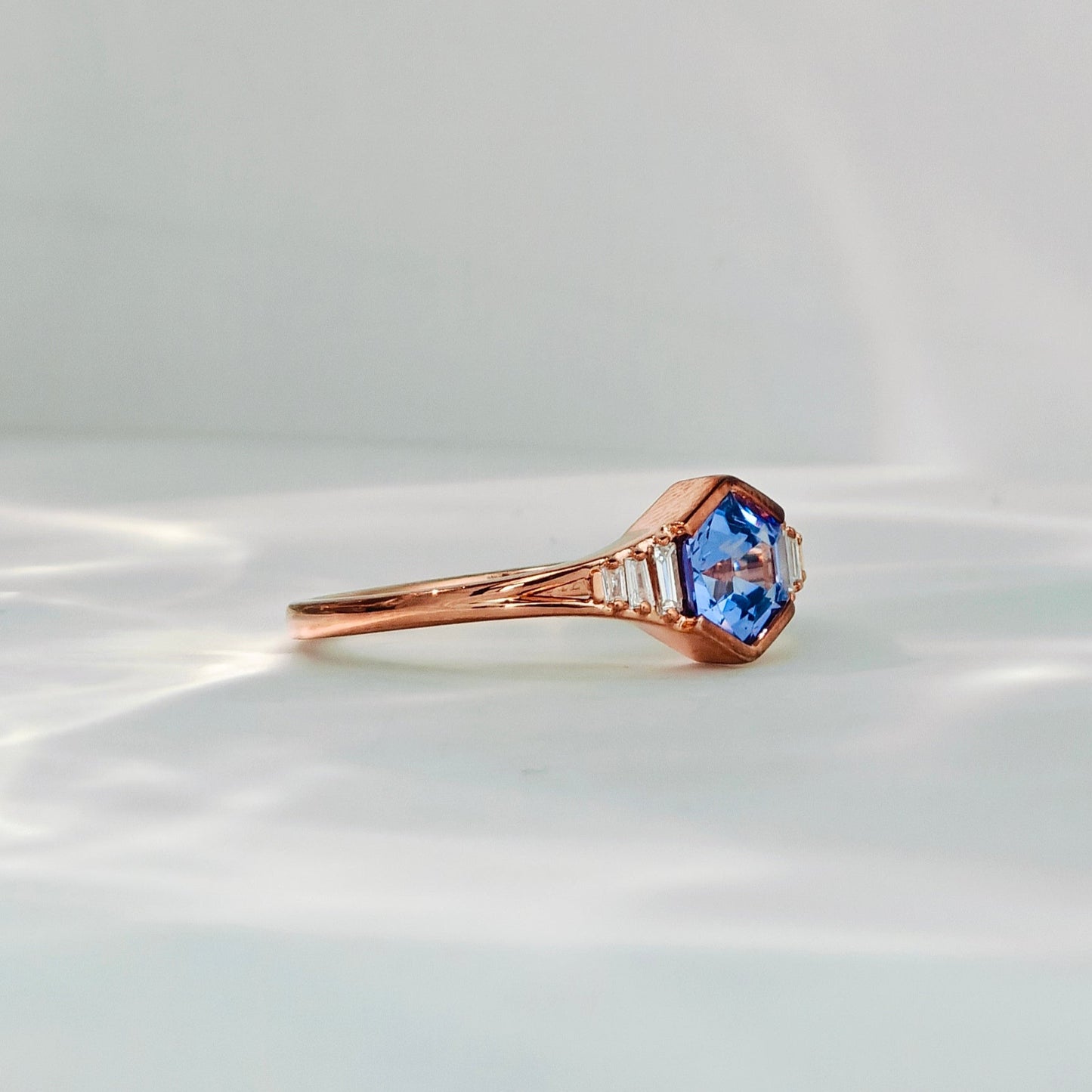 Tanzanite & Diamond Rose Gold Engagement Ring (Bespoke Model)
