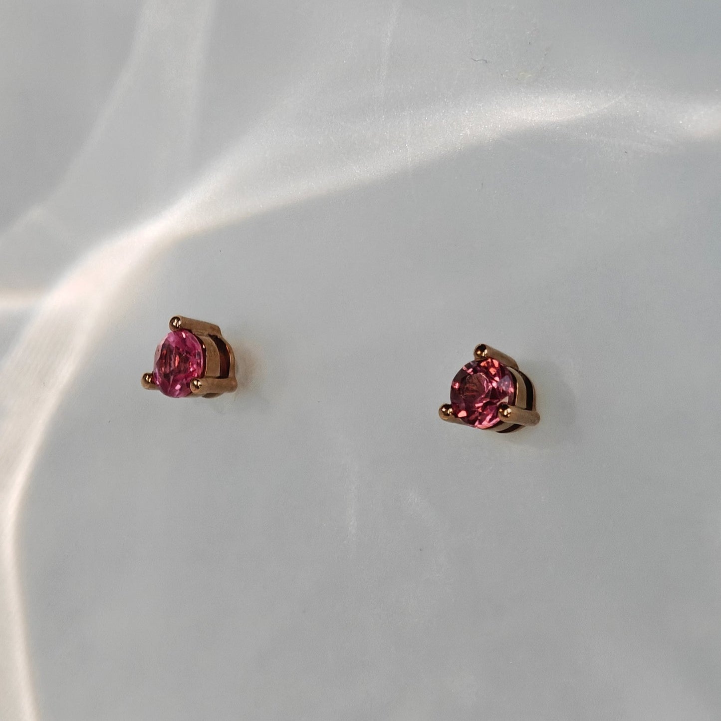 Le Bijoux Round Brilliant Cut Pink Spinel Earrings