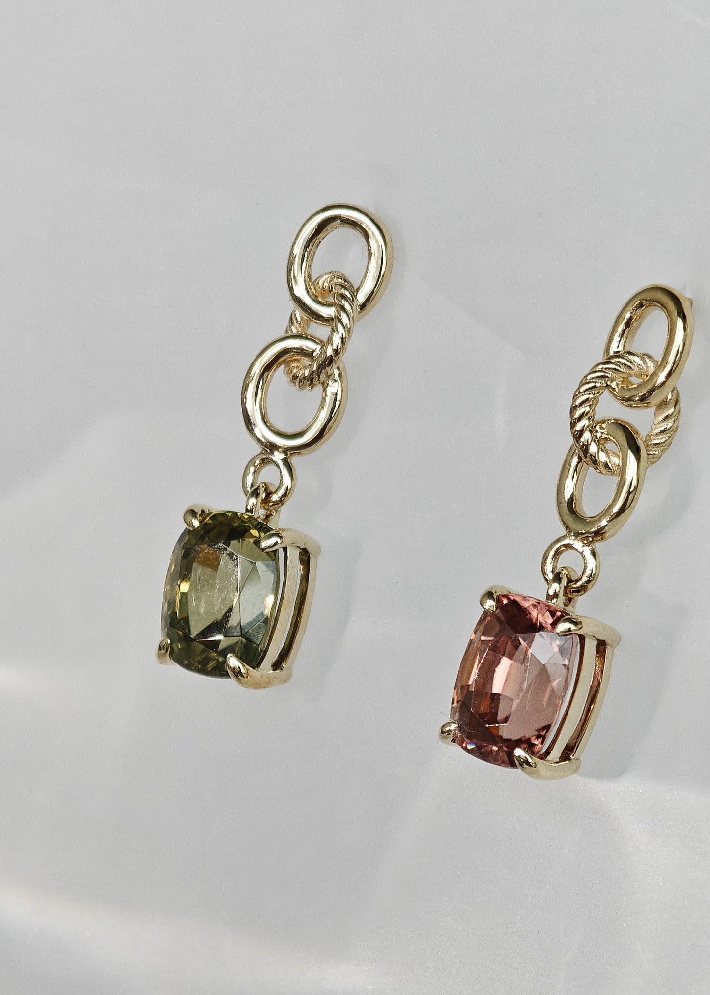 Cushion Cut Contrast Zirconia Earrings