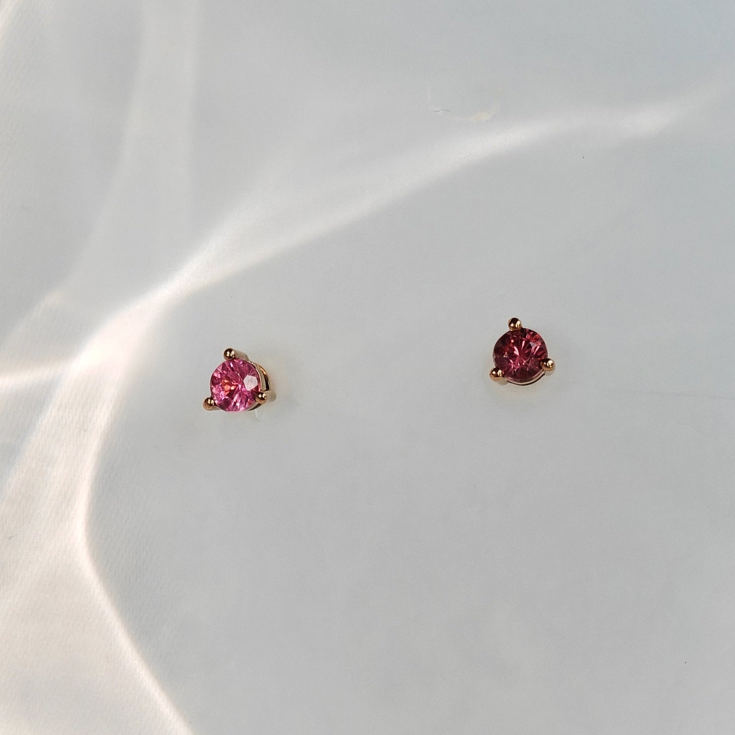 Le Bijoux Round Brilliant Cut Pink Spinel Earrings