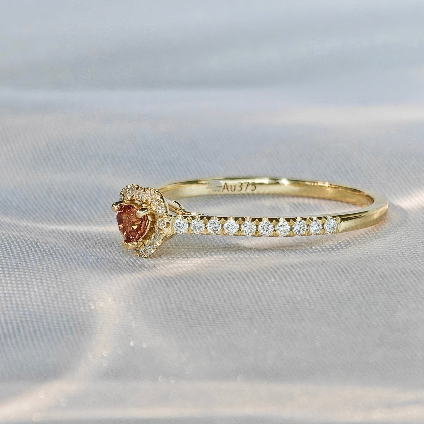 Light Orange Heart Shape Sapphire Polished Ring(Available Now)