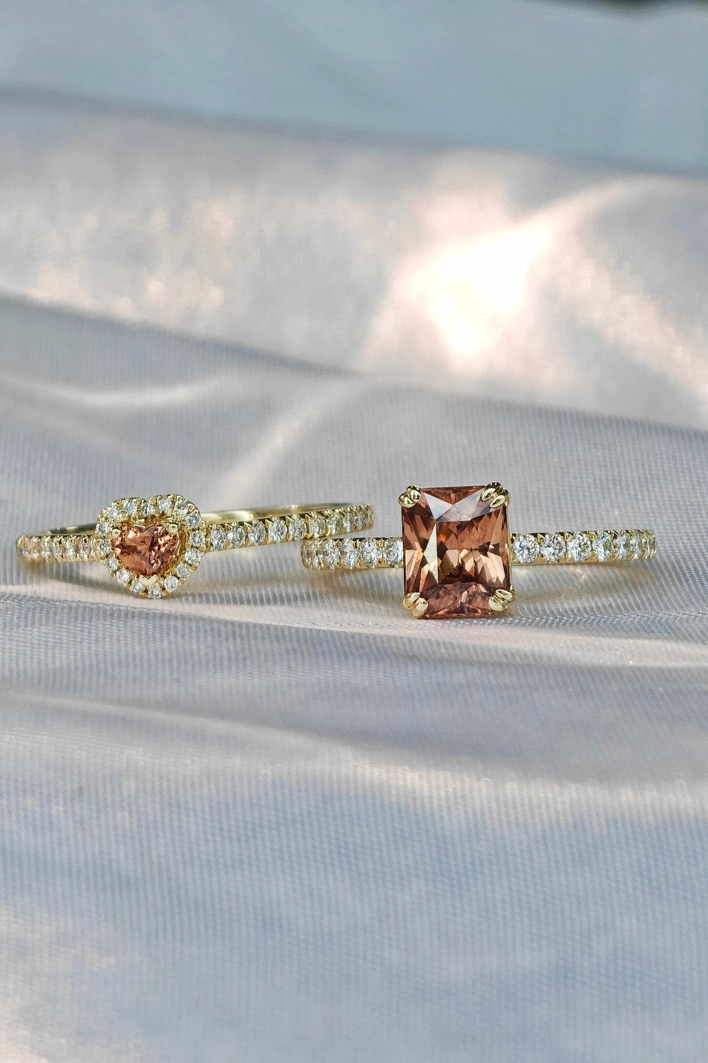 Light Orange Heart Shape Sapphire Polished Ring(Available Now)