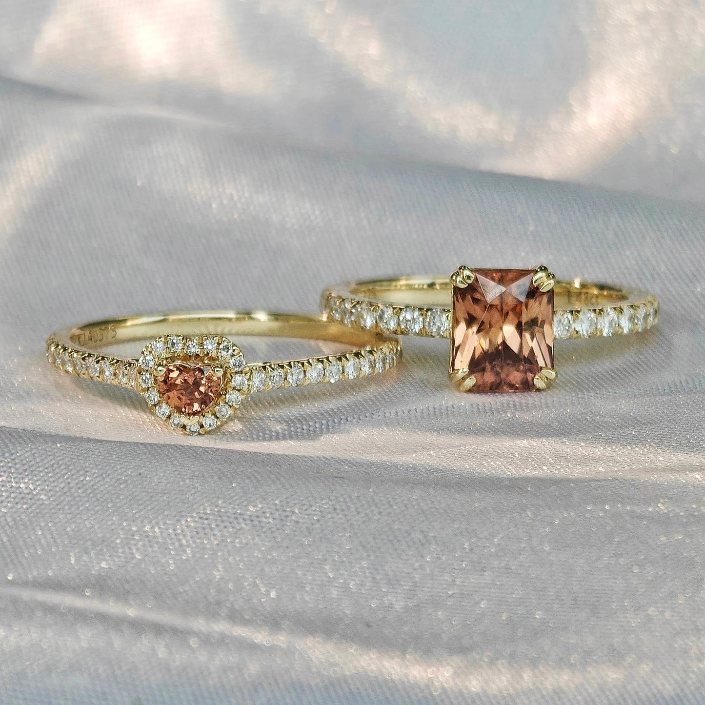 Light Orange Heart Shape Sapphire Polished Ring(Available Now)