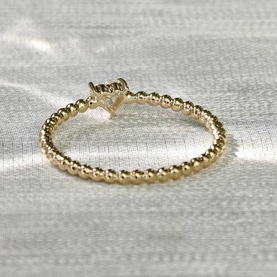 Heart Cut Diamond Beaded 9k Gold Ring (Bespoke Model)