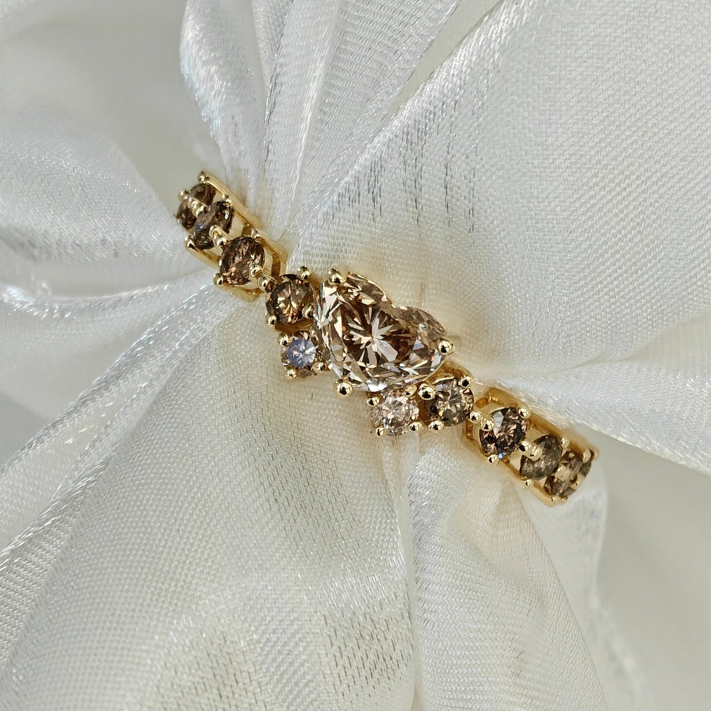 Heart Champagne Diamond Engagement Ring (Bespoke Model)