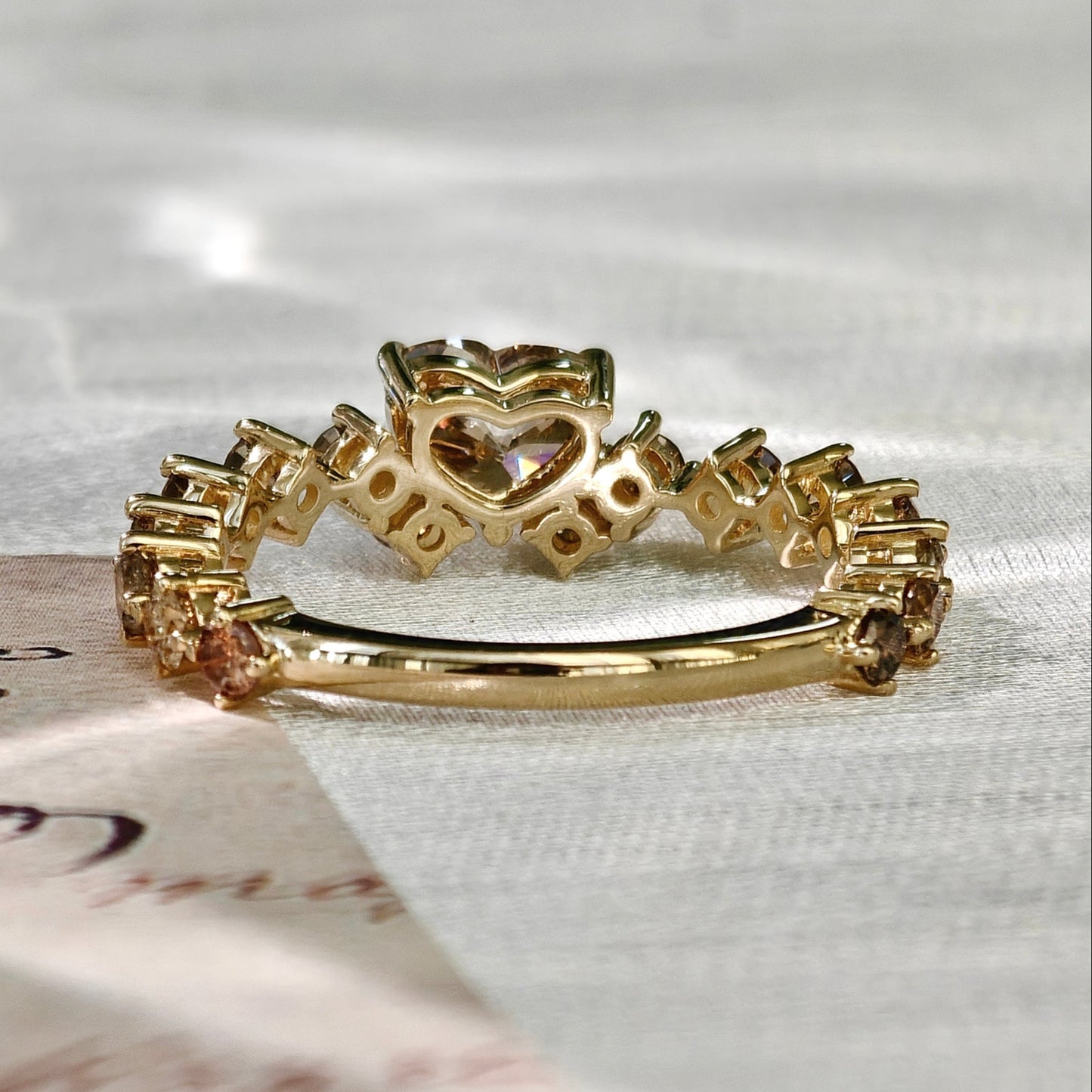 Heart Champagne Diamond Engagement Ring (Bespoke Model)