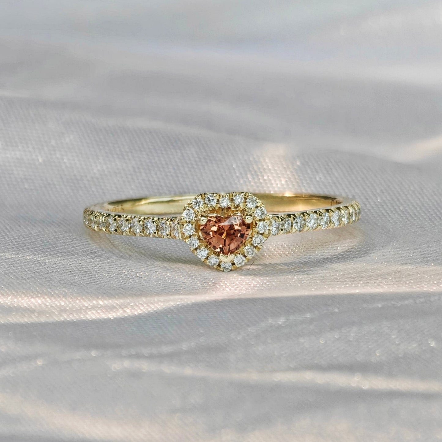 Light Orange Heart Shape Sapphire Polished Ring(Available Now)