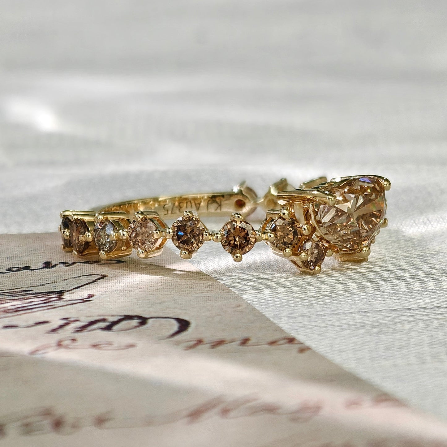 Heart Champagne Diamond Engagement Ring (Bespoke Model)