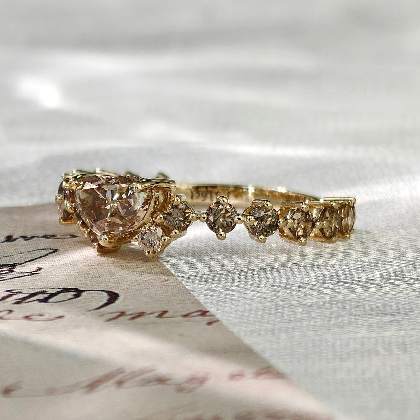 Heart Champagne Diamond Engagement Ring (Bespoke Model)