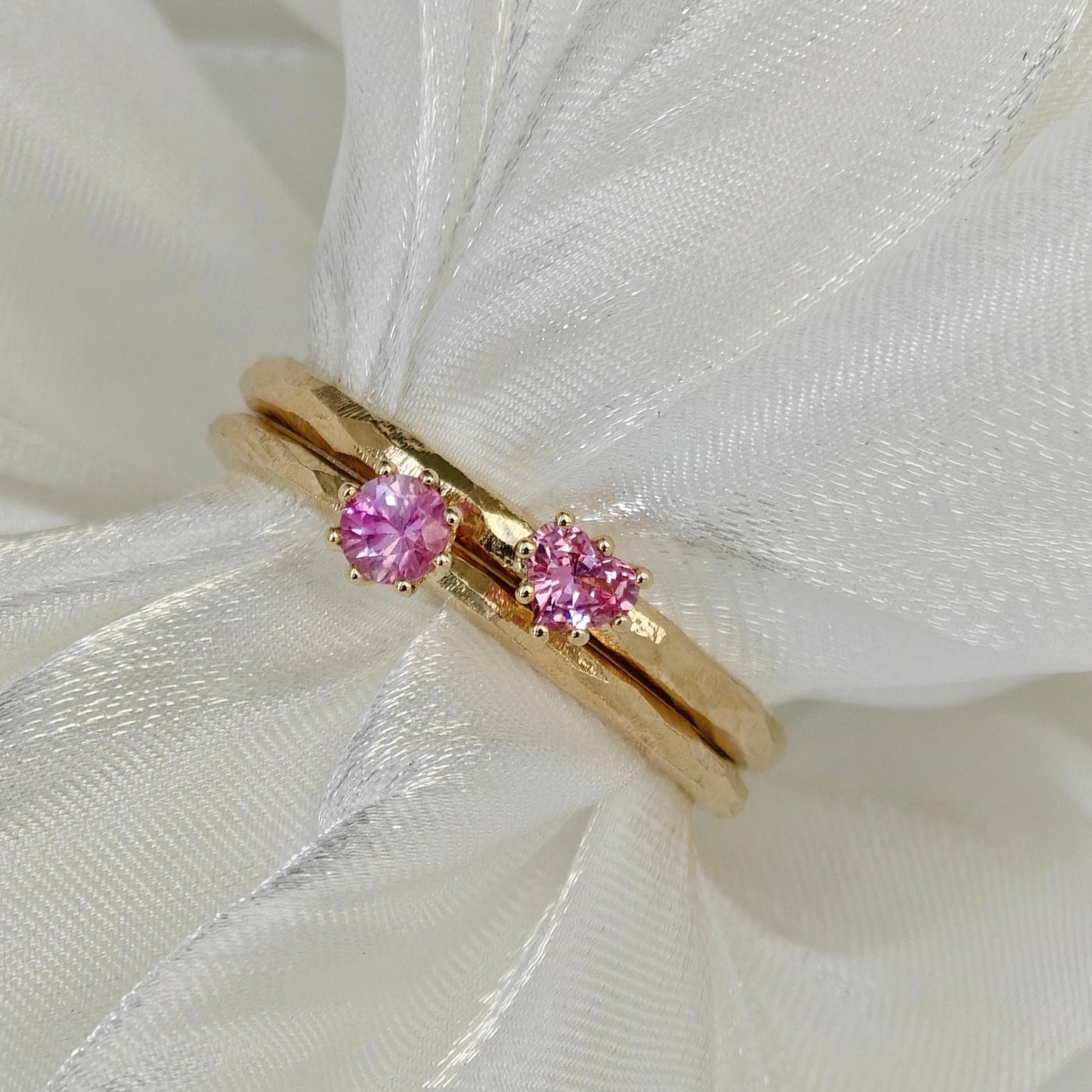 Heart Sapphire Hammered Ring (Bespoke Model)