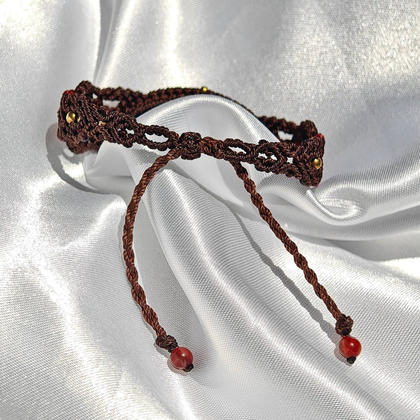 Handmade Brown BraidedRope Ammolite Bracelet