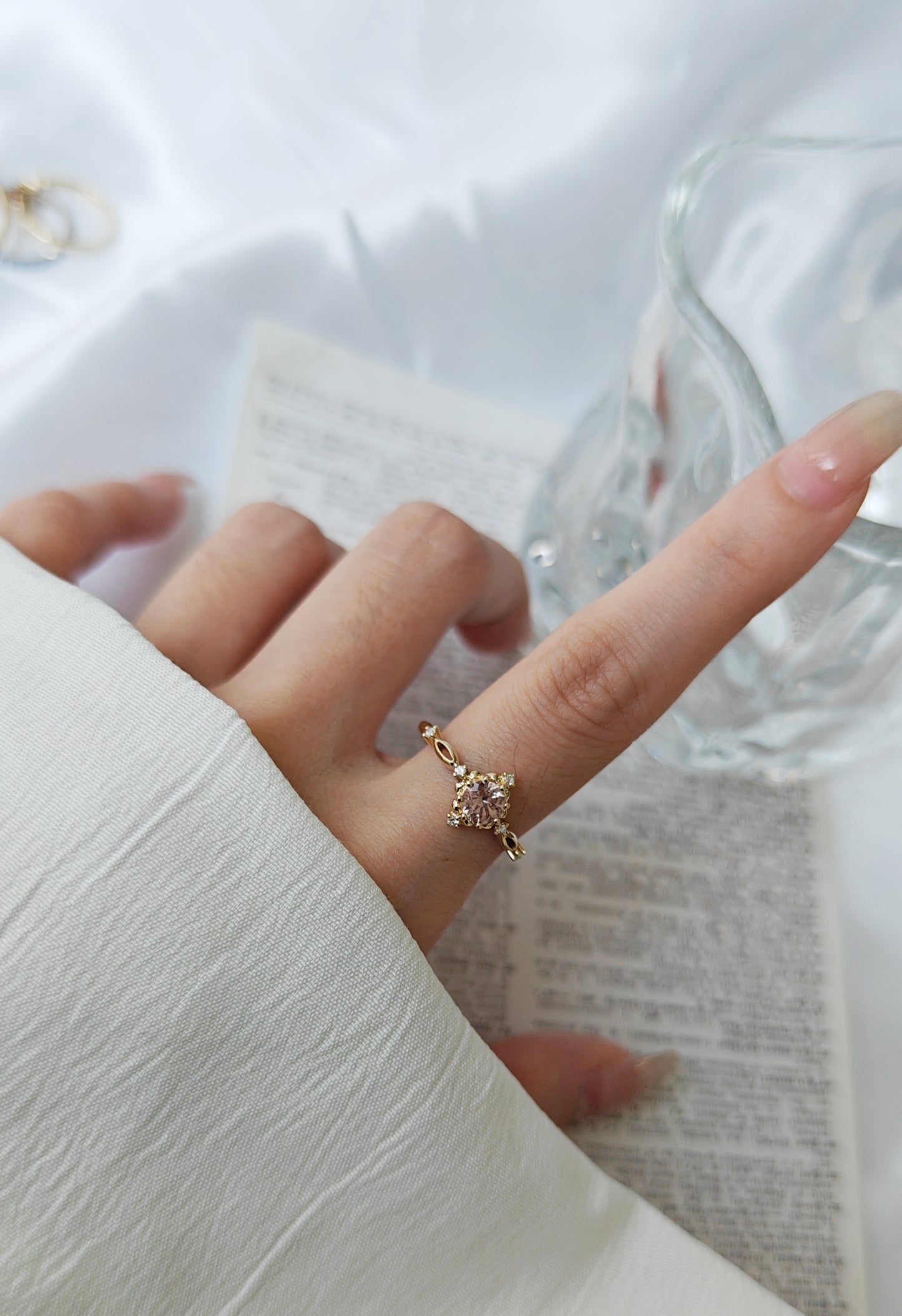 Light Pink Dragon Garnet Ring