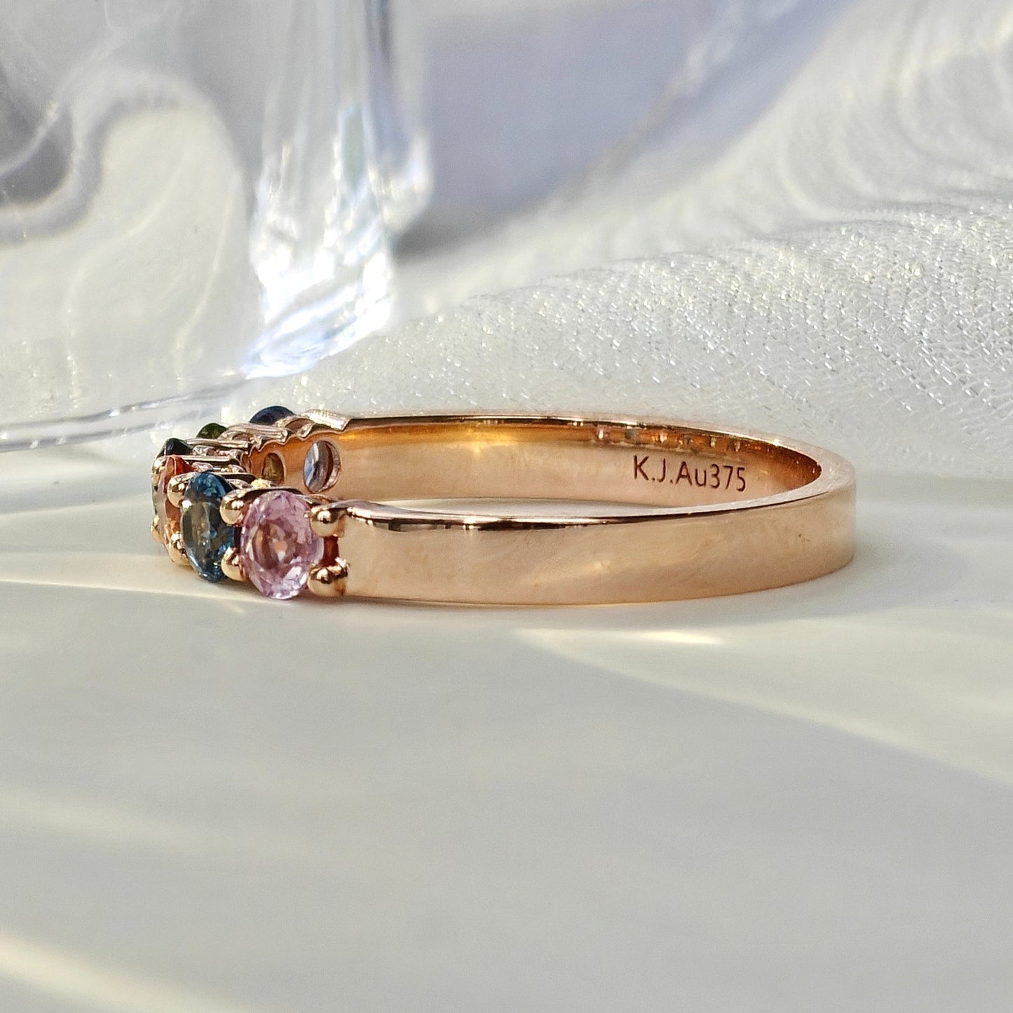 Multicolored Sapphire Rose Gold Ring