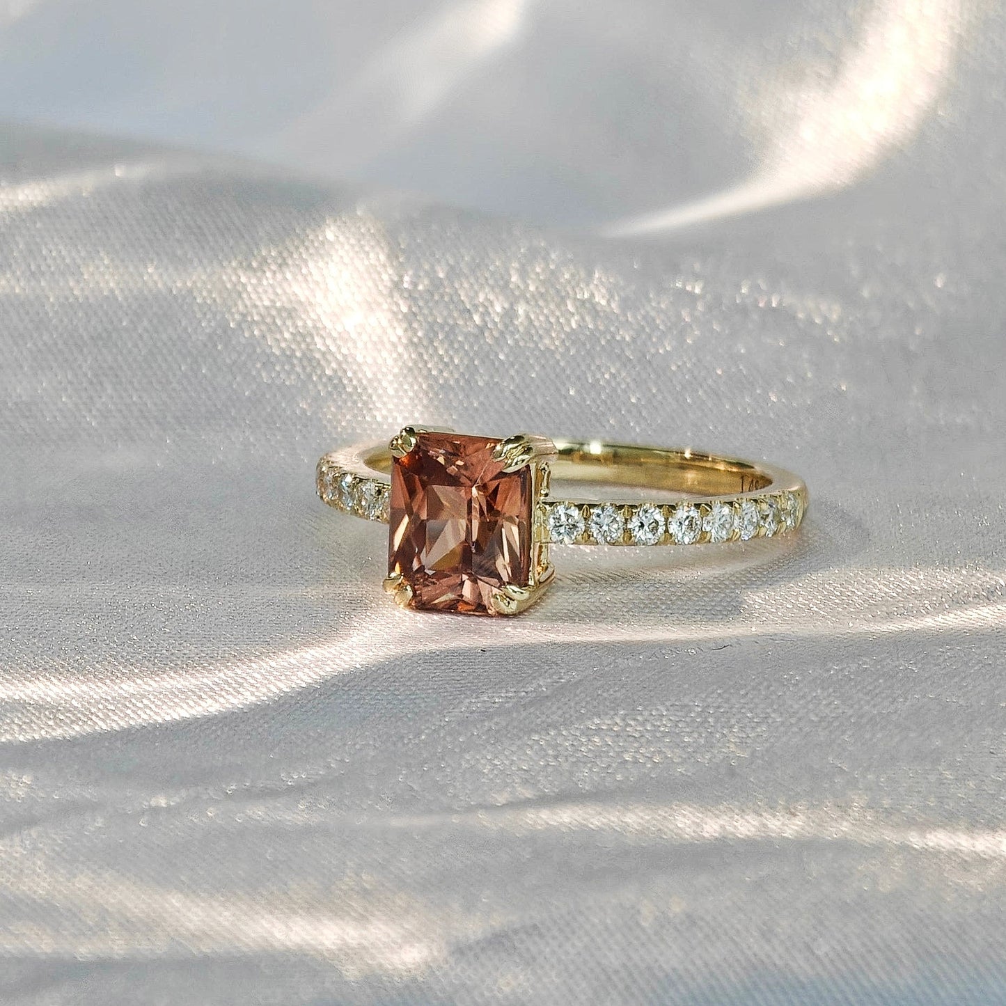 Light Orange Zircon Polished Ring(Available Now)
