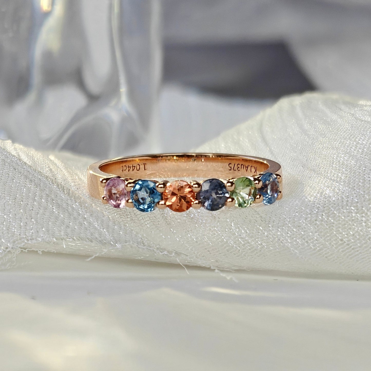 Multicolored Sapphire Rose Gold Ring