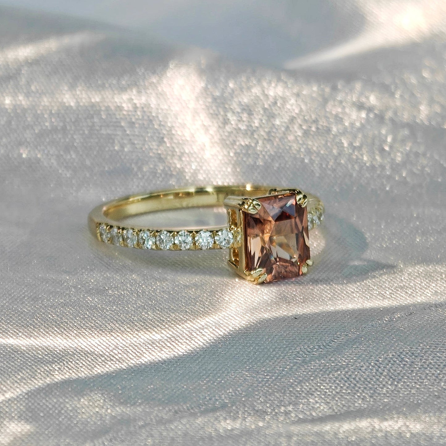Light Orange Zircon Polished Ring(Available Now)