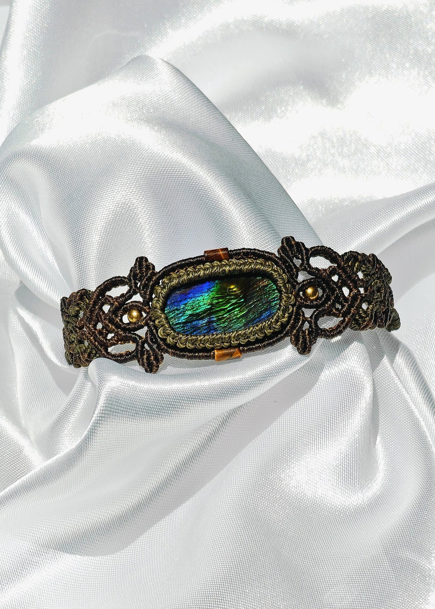 Le Bijoux Handmade Ammolite Braided Rope Bracelet