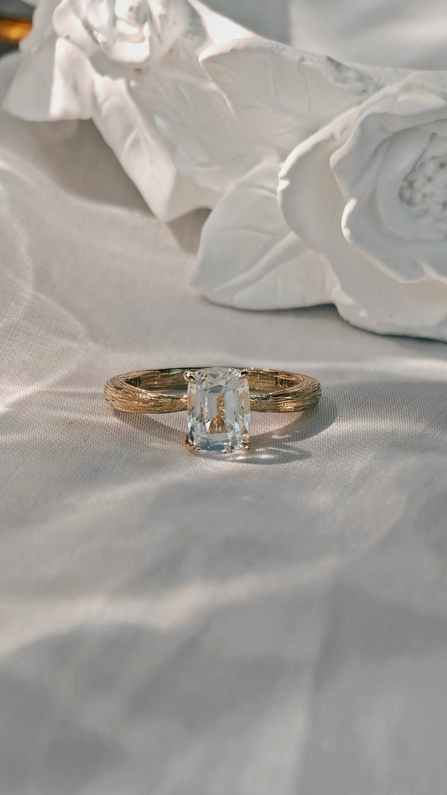 Precision Cushion Cut Moonstone Engagement Ring