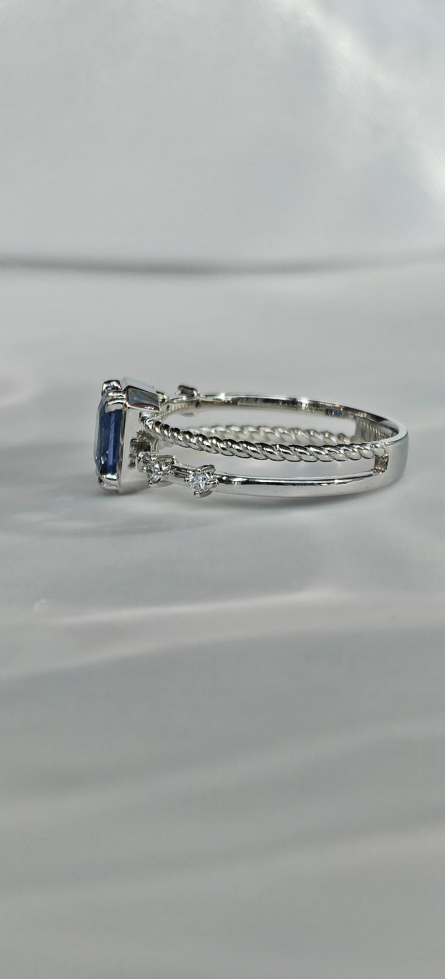 Radiant Cut Blue Cobalt Spinel Engagement Ring