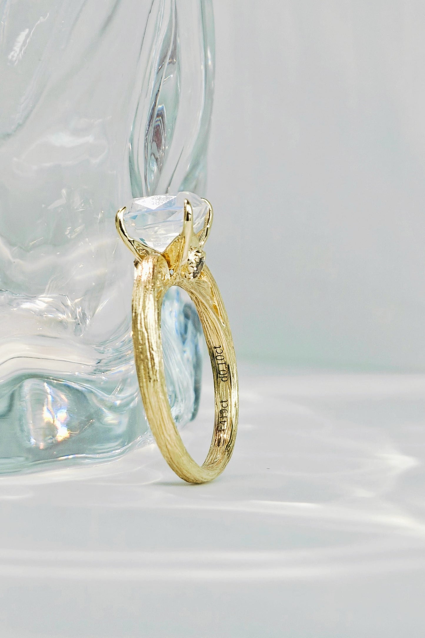 Precision Cushion Cut Moonstone Engagement Ring