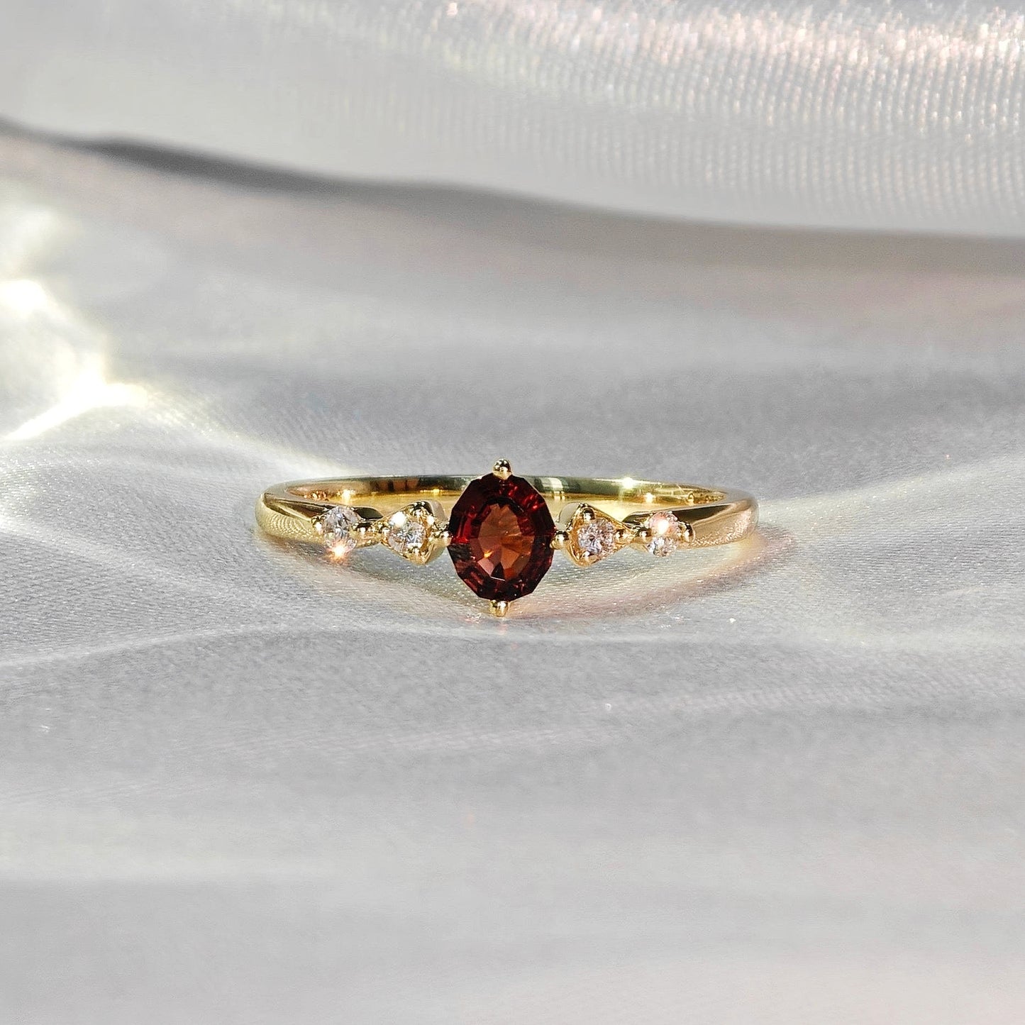 Round Red Spinel Polished Ring(Available Now)