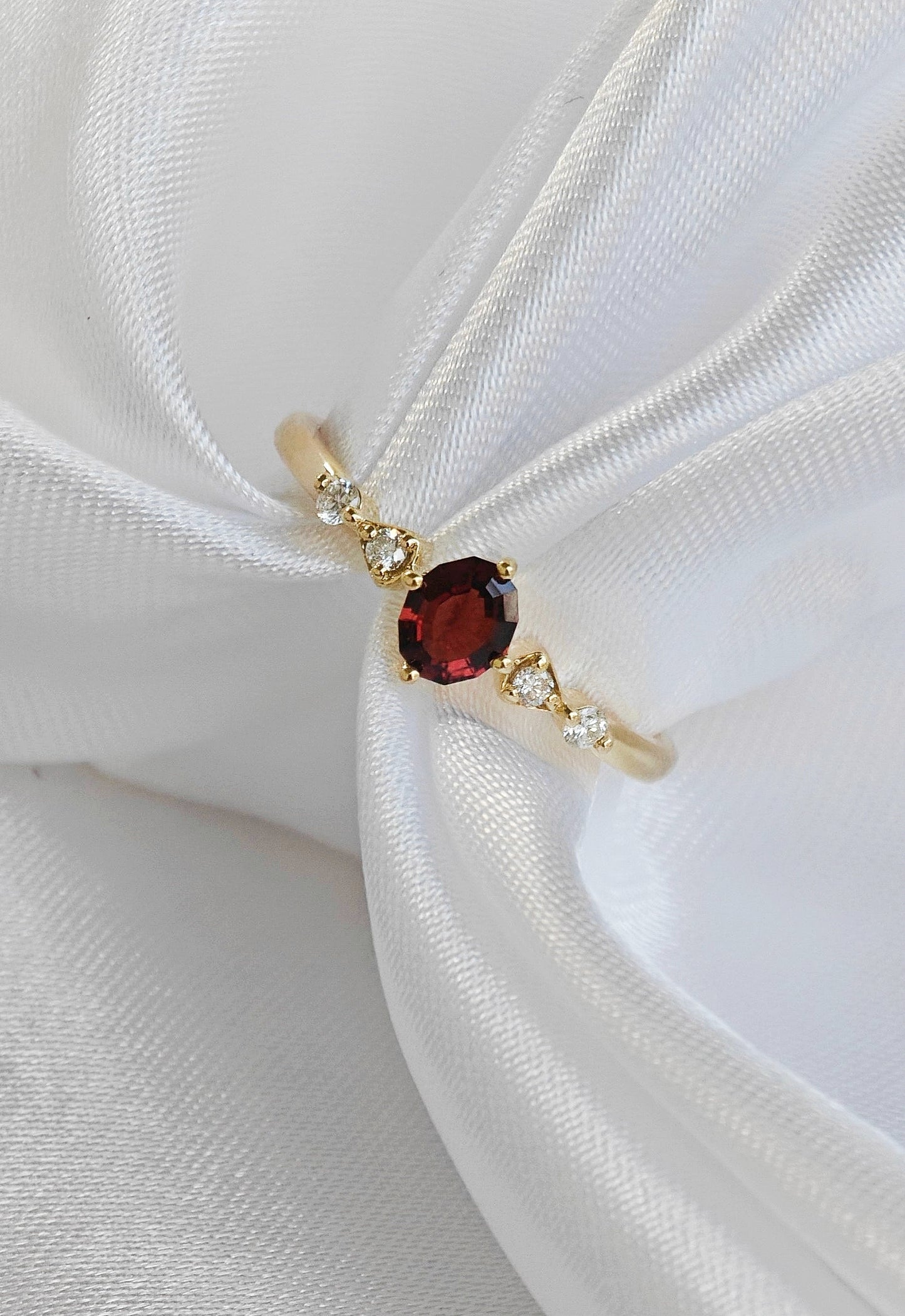 Round Red Spinel Polished Ring(Available Now)