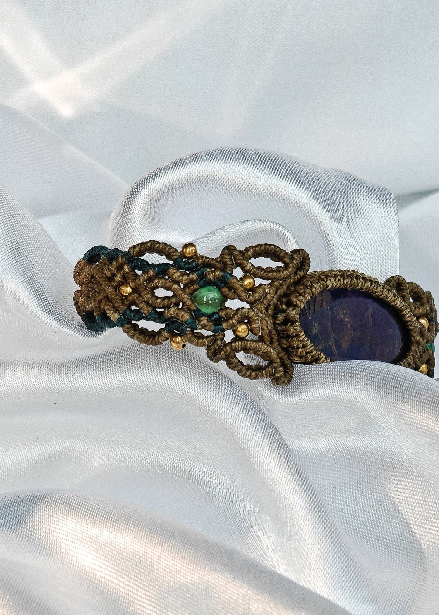 Le Bijoux Green Ammolite Boho Braided Bracelet