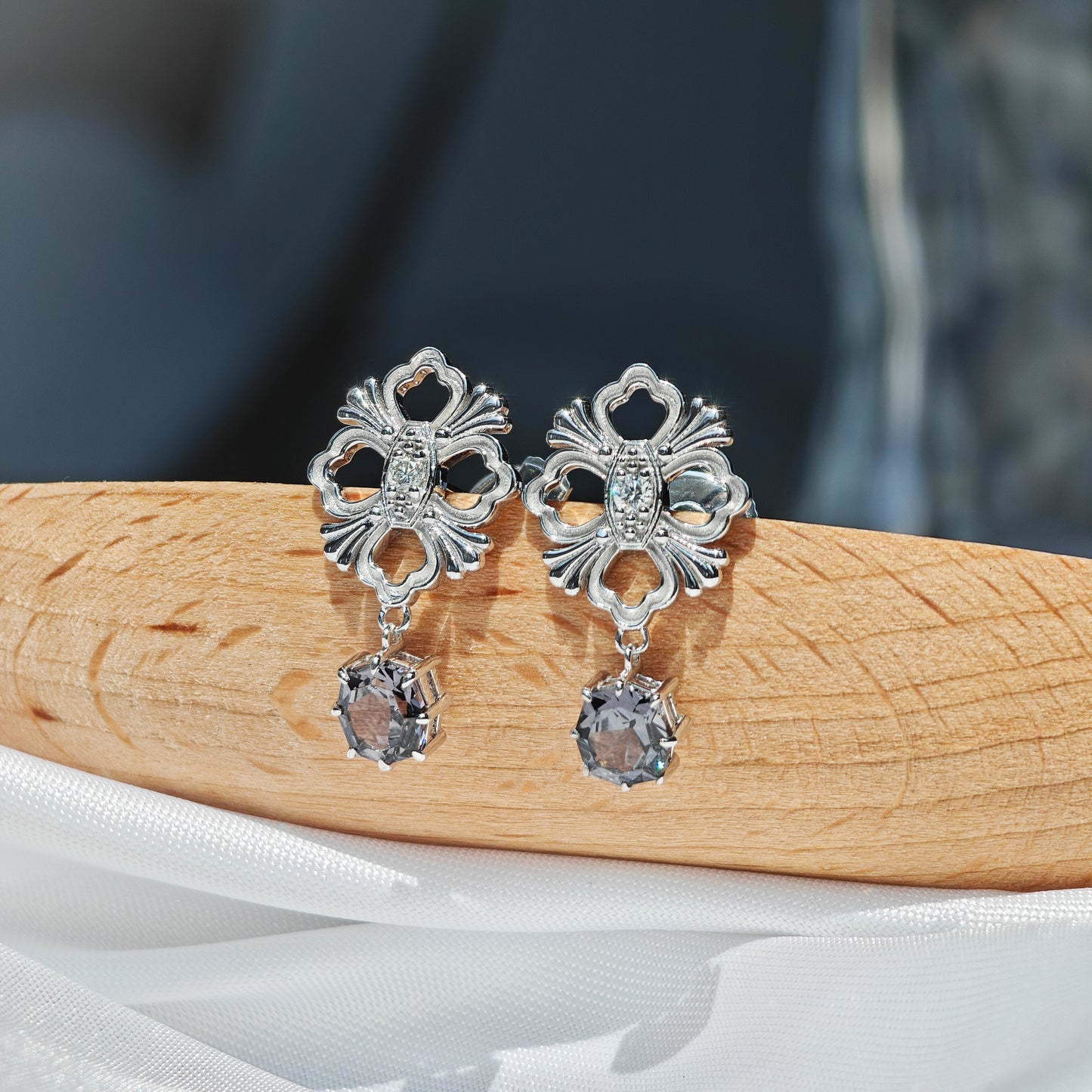 Le Bijoux Precision Cut Spinel Pendant Earrings