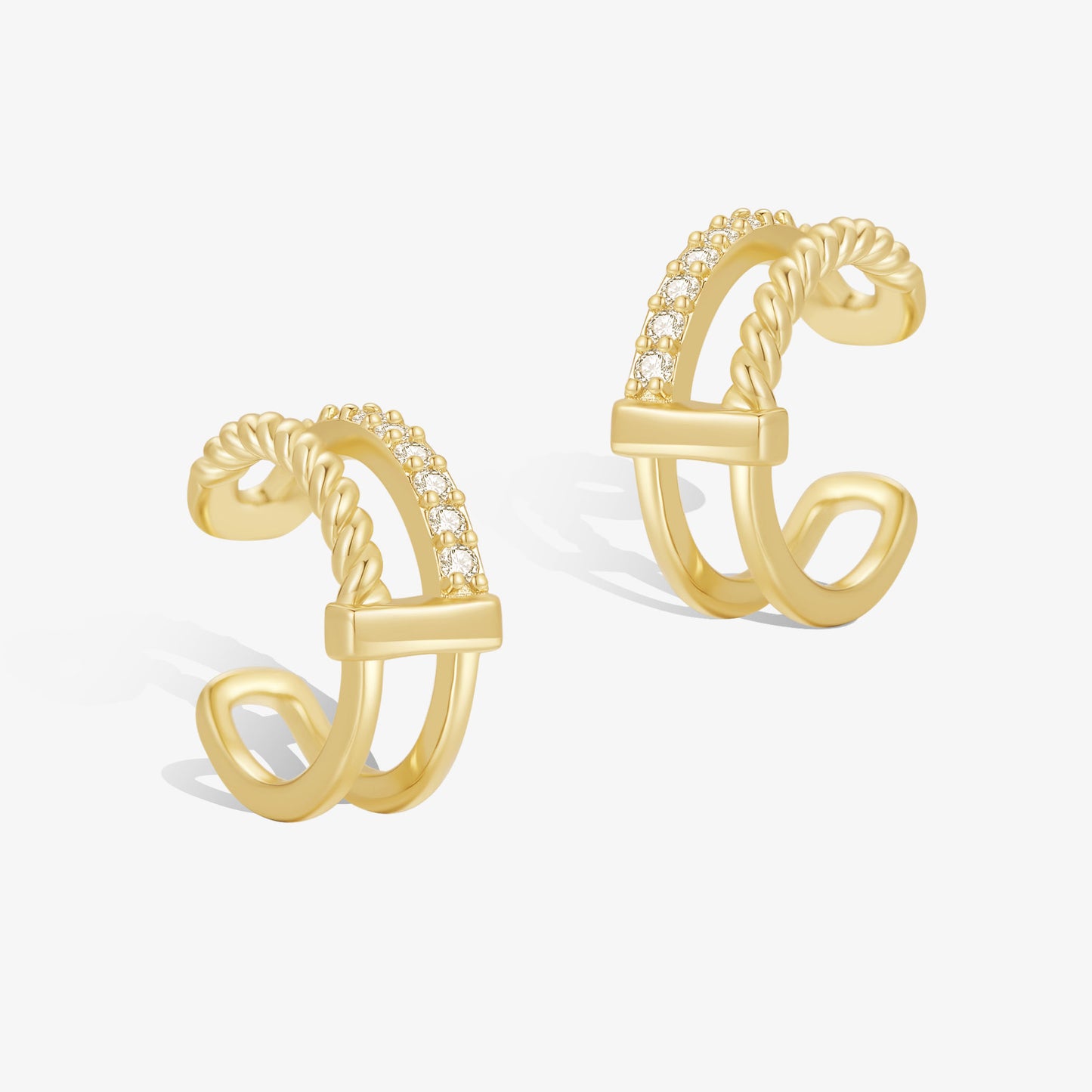 極簡·麻花鑲石耳骨夾