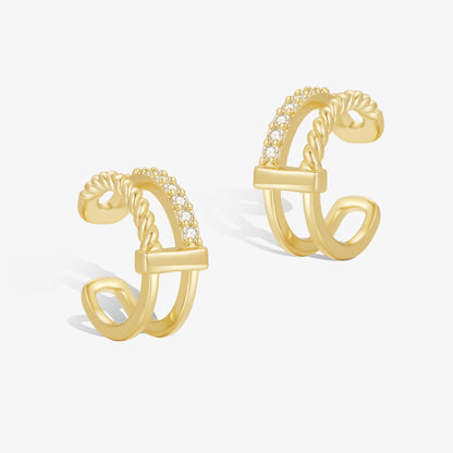 極簡·麻花鑲石耳骨夾