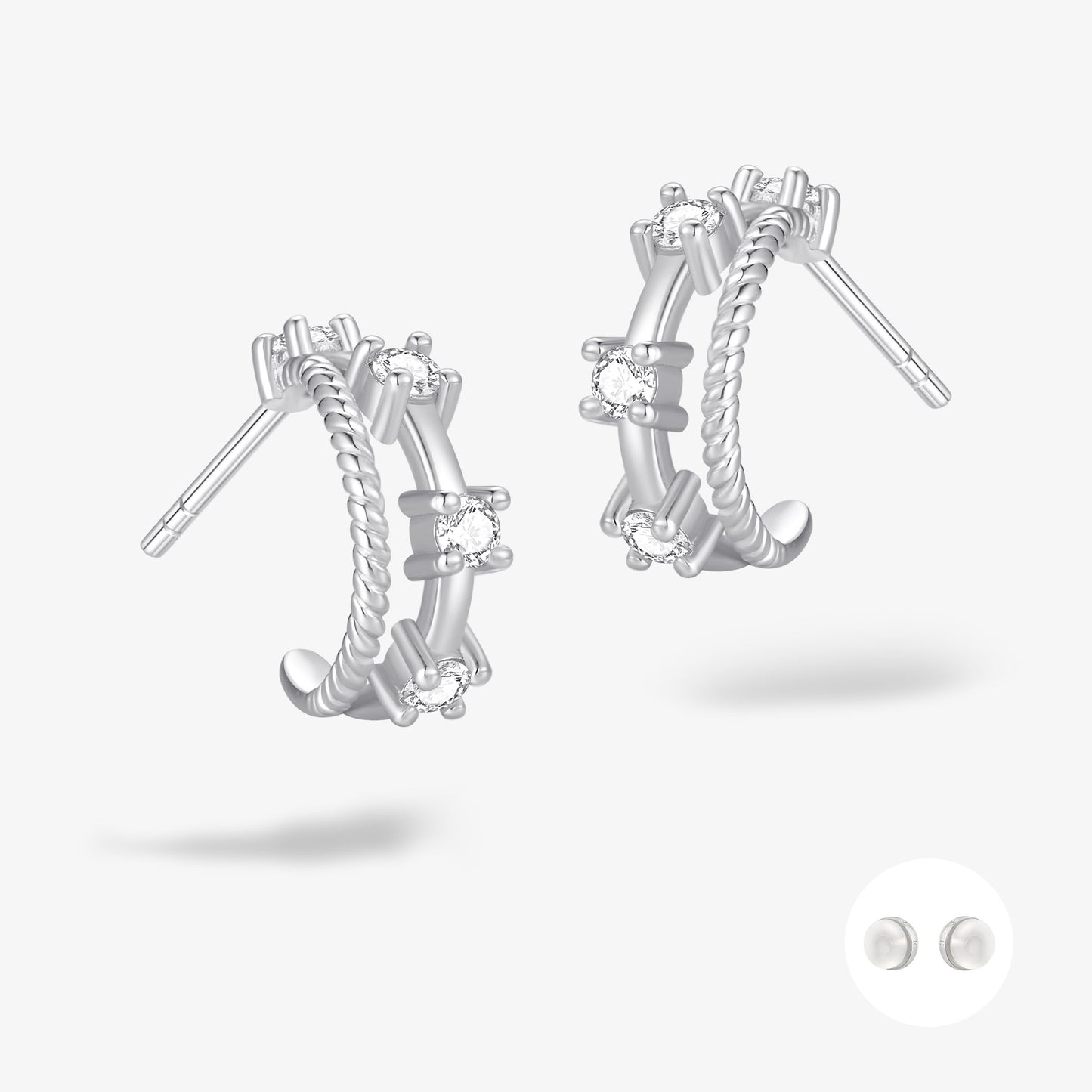 極簡·雙圈星光耳環