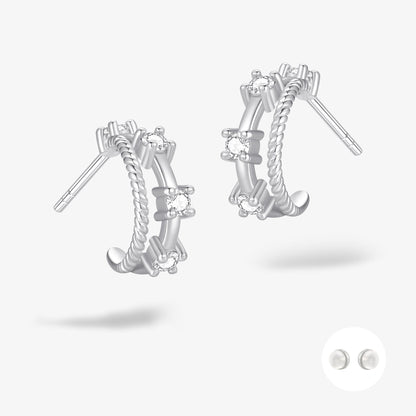 極簡·雙圈星光耳環