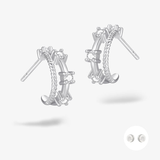 極簡·雙圈星光耳環