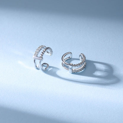 極簡·麻花鑲石耳骨夾