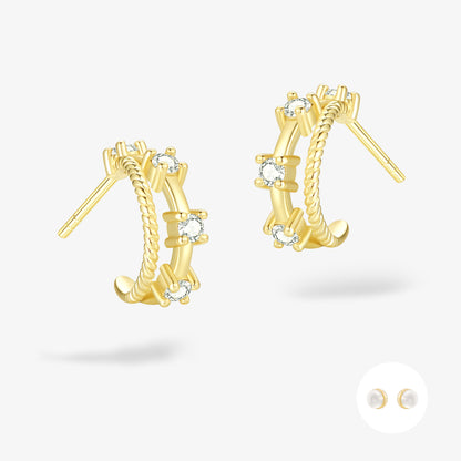 極簡·雙圈星光耳環