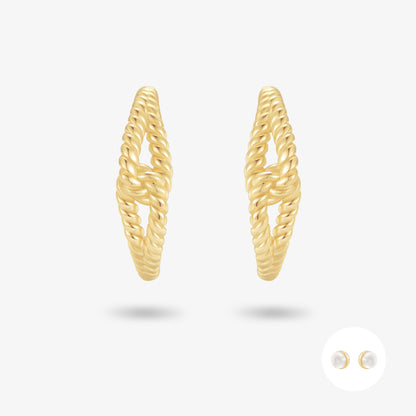 極簡·織光麻花耳環
