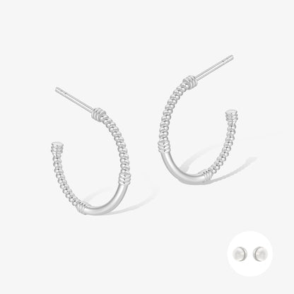 極簡·線築麻花耳環