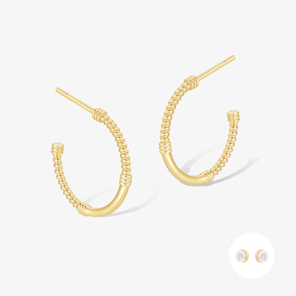 極簡·線築麻花耳環