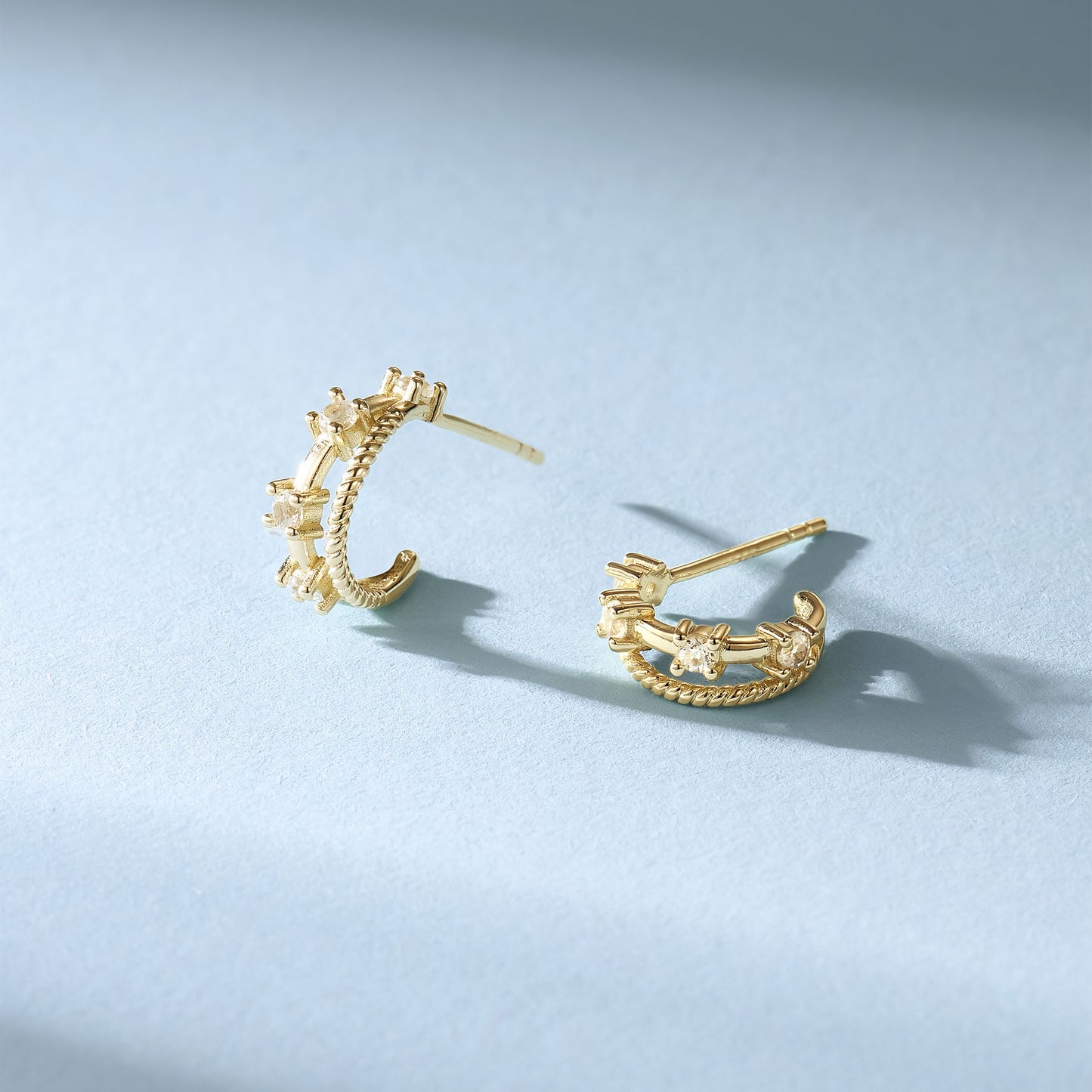 極簡·雙圈星光耳環