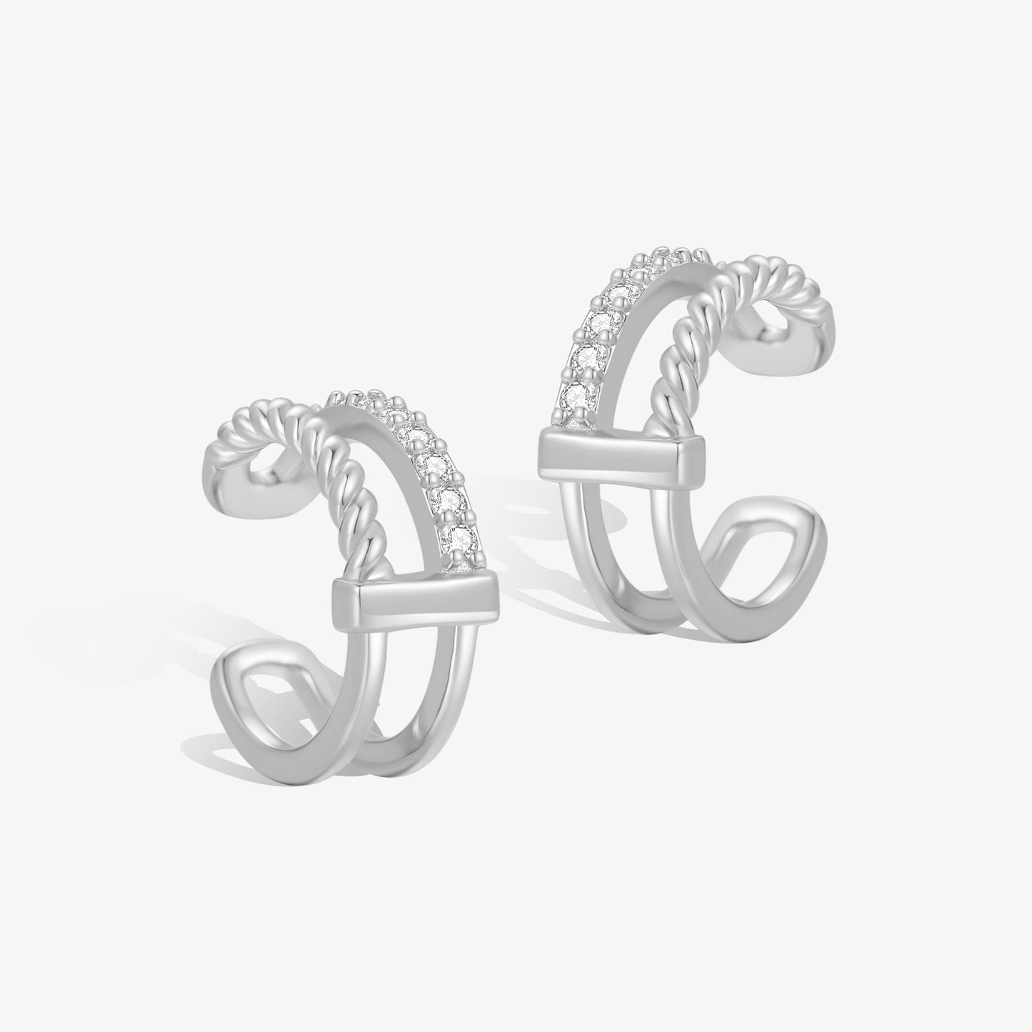 極簡·麻花鑲石耳骨夾