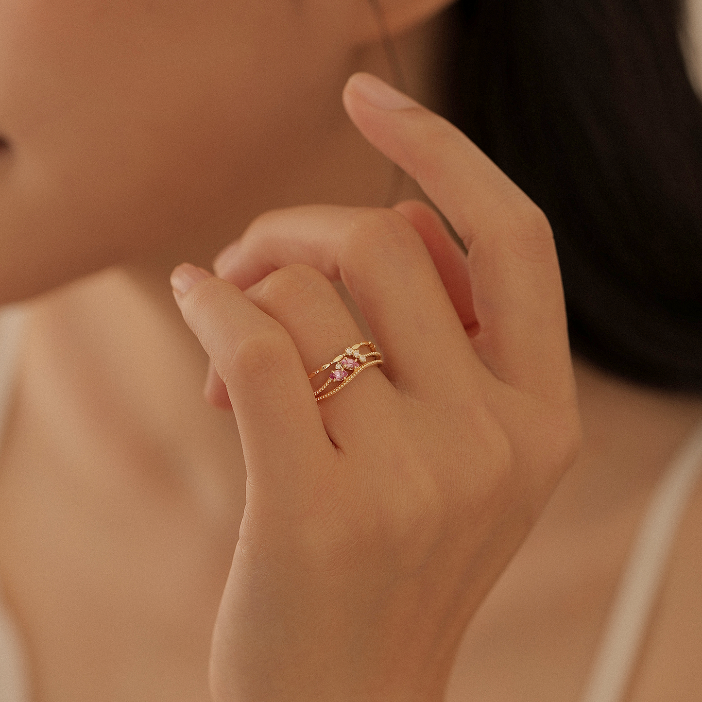 疊戴·晶綻漣漪戒指