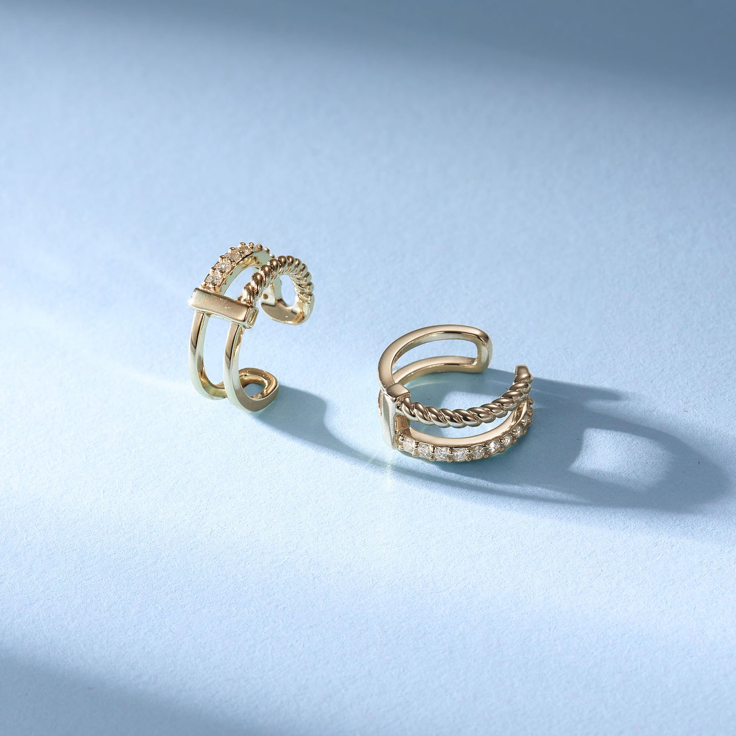 極簡·麻花鑲石耳骨夾