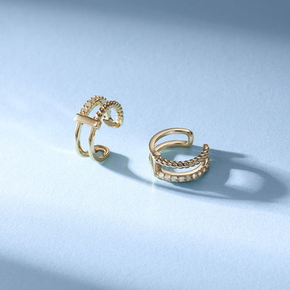 極簡·麻花鑲石耳骨夾